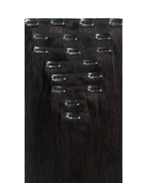 24" Classic Natural Black Clip-In Extensions (200g)