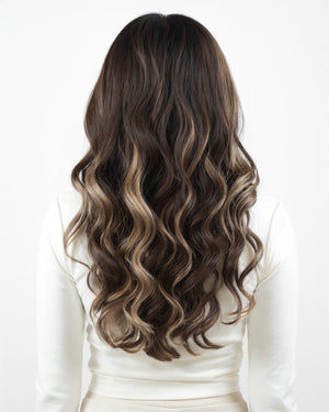 20" Classic Dark Brown With Ashy Blonde Highlights (180g)