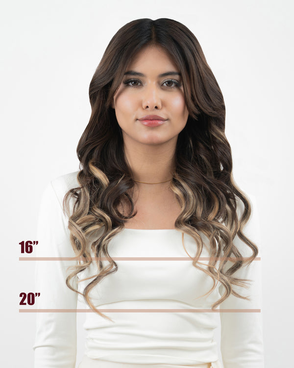 16" Classic Dark Brown With Ashy Blonde Highlights (160g)