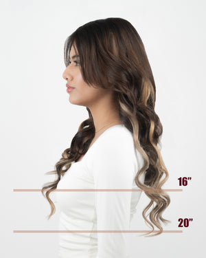 16" Classic Dark Brown With Ashy Blonde Highlights (160g)