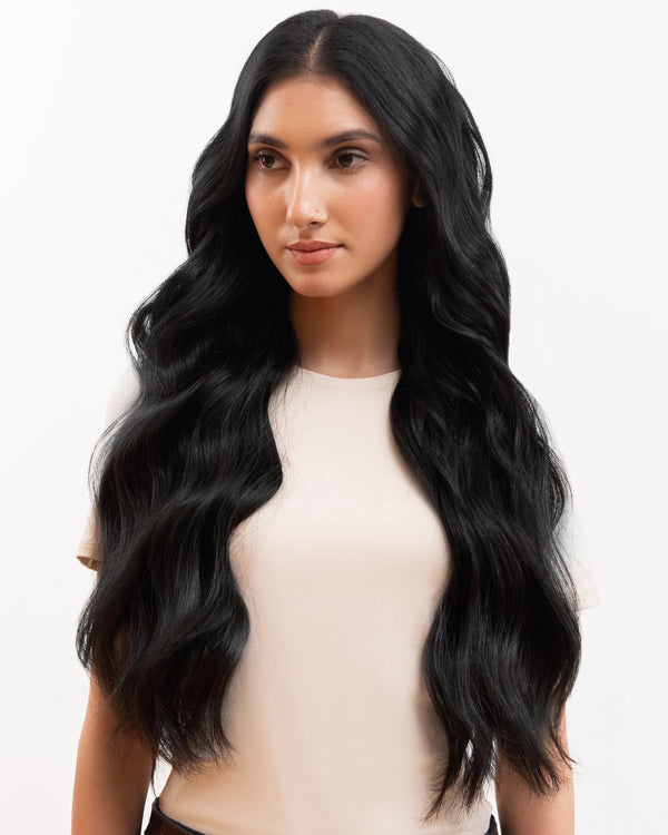Remy clip in hair extensions for black hair with premium quality human hair