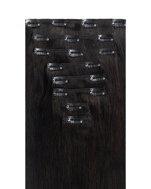 Human hair black clip in extensions silky smooth and tangle free finish