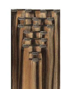 16" Classic Dark Brown With Ashy Blonde Highlights (160g)