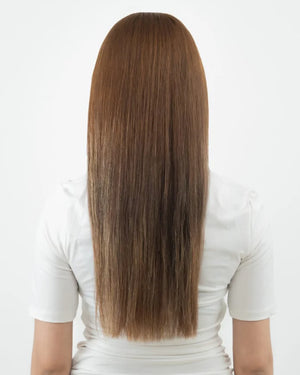 Brown and blonde clip in hair extensions with a smooth natural blend