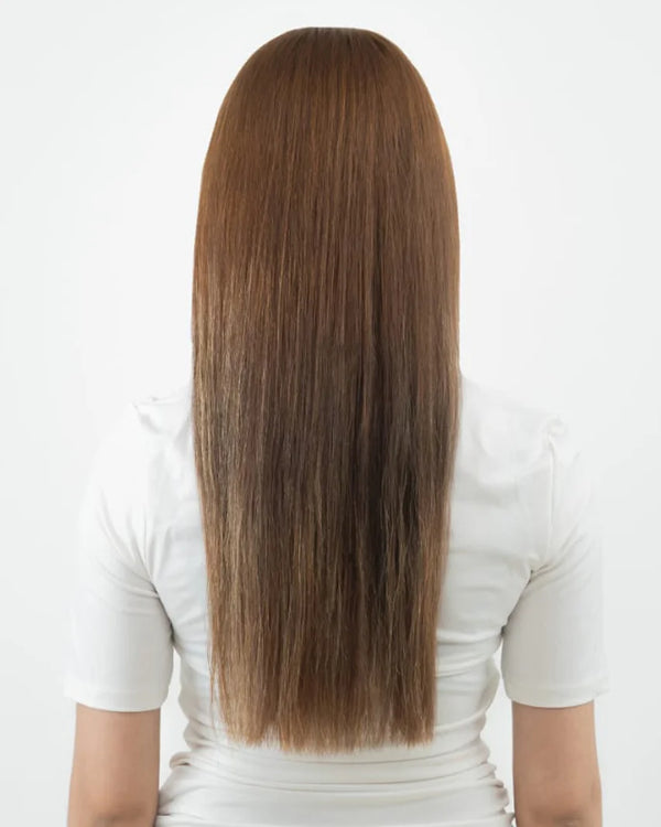 Brown and blonde clip in hair extensions with a smooth natural blend