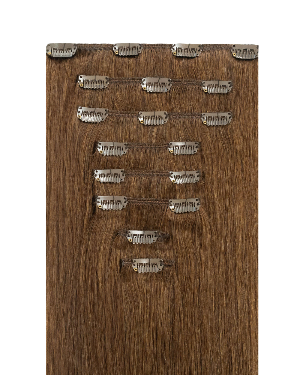 light chestnut brown hair extensions with silky texture and natural shine