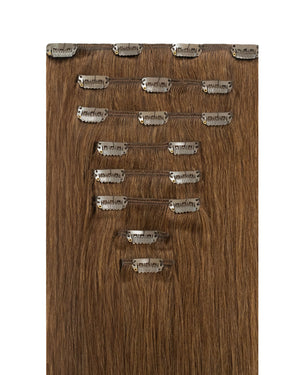 chestnut brown clip in hair extensions for easy styling and blend