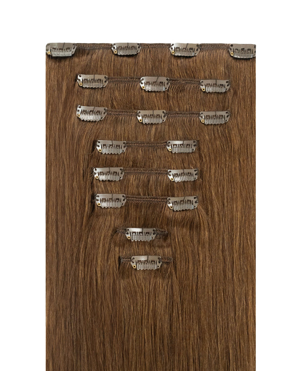 chestnut brown clip in hair extensions for easy styling and blend