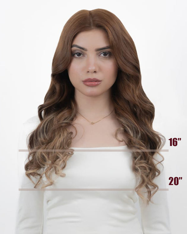 16" Classic Chestnut Brown With Cool Blonde Highlights (160g)