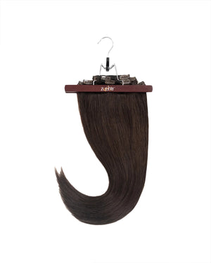 dark brown clip in extensions crafted from premium human hair