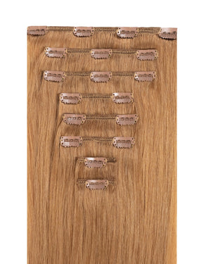honey brown clip in hair extensions for a warm and natural finish