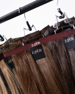 human hair extension colour sample pack in dark brown for shade testing