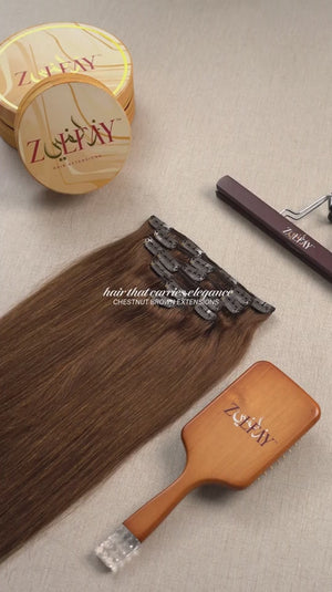 Classic Chestnut Brown Clip-In Extensions - Extra Volume