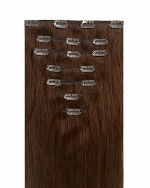 Classic Chocolate Brown Clip In Extensions - Extra Volume