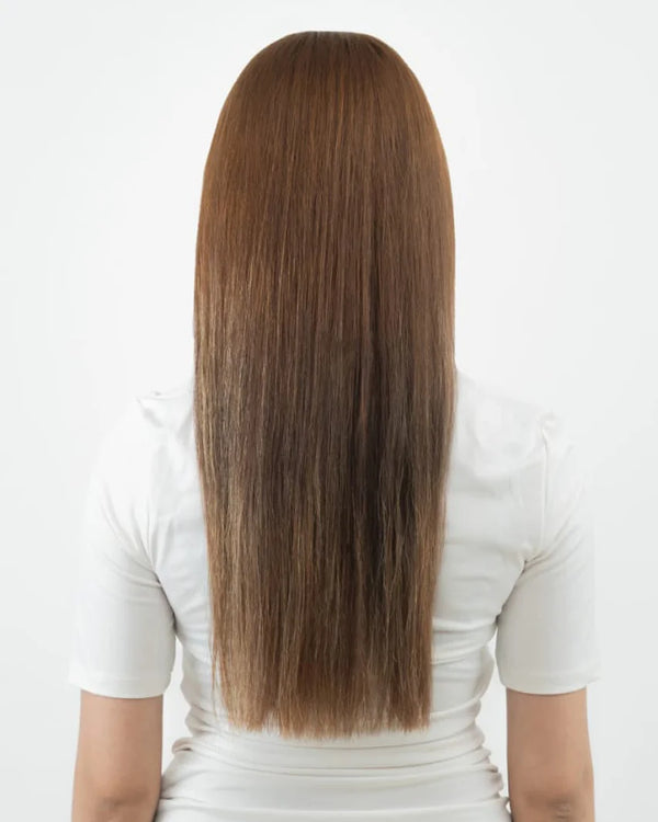 zulfay chestnut brown clip in hair extensions with silky smooth finish